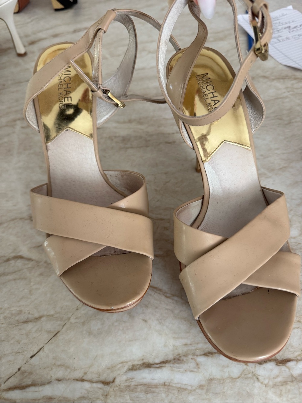 MICHAEL Michael Kors Beige Crisscross Sandals